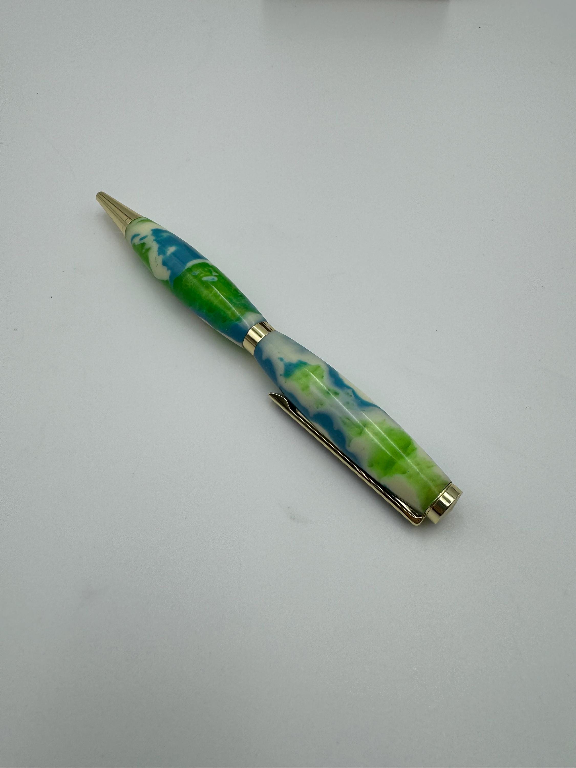 Hand-turned acrylic twist pen- "Earth"