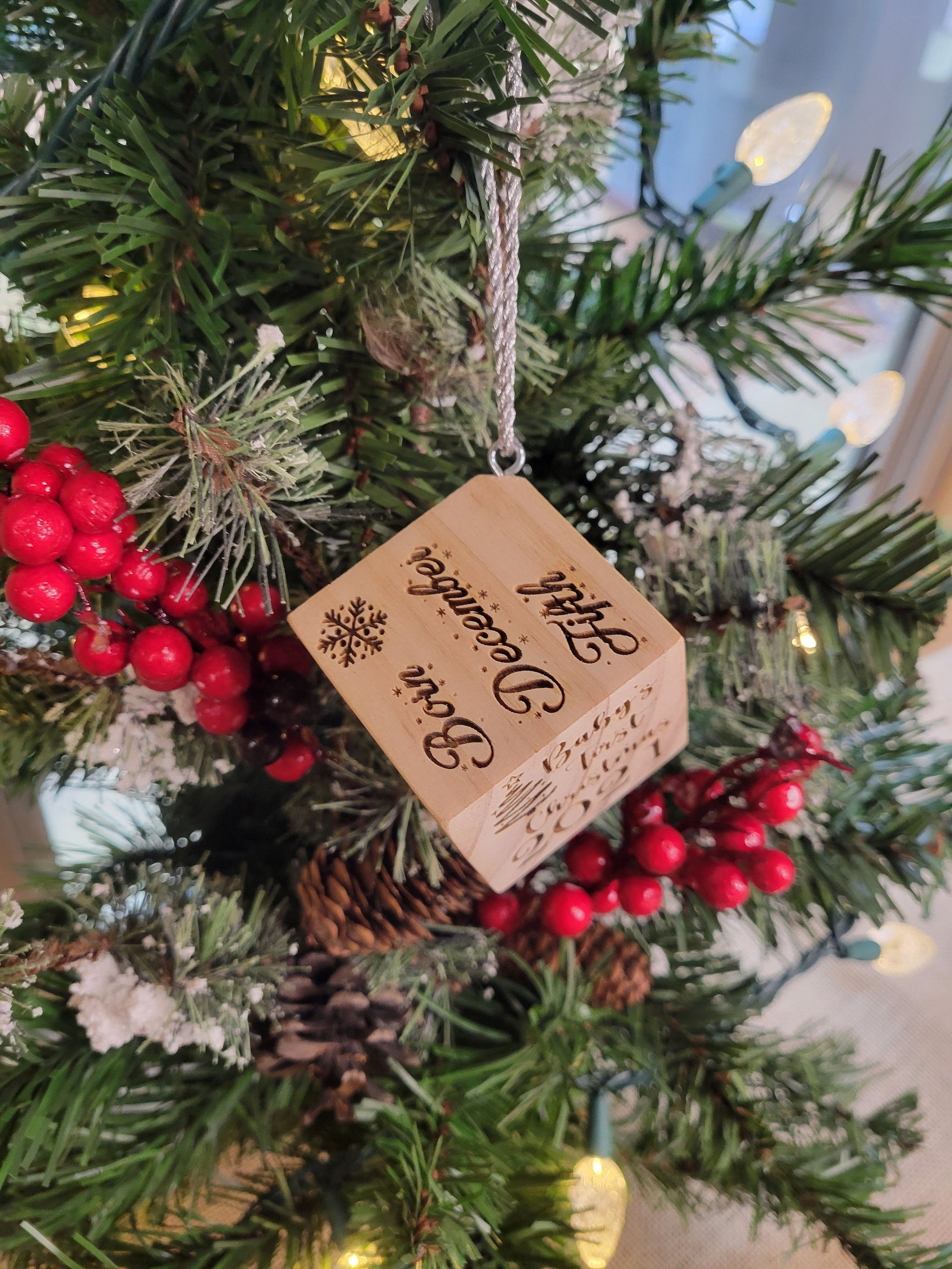Personalized  Wooden ABC Block, Baby First Christmas Ornament, Custom Christmas Holiday Decor, Perfect Newborn Gift.