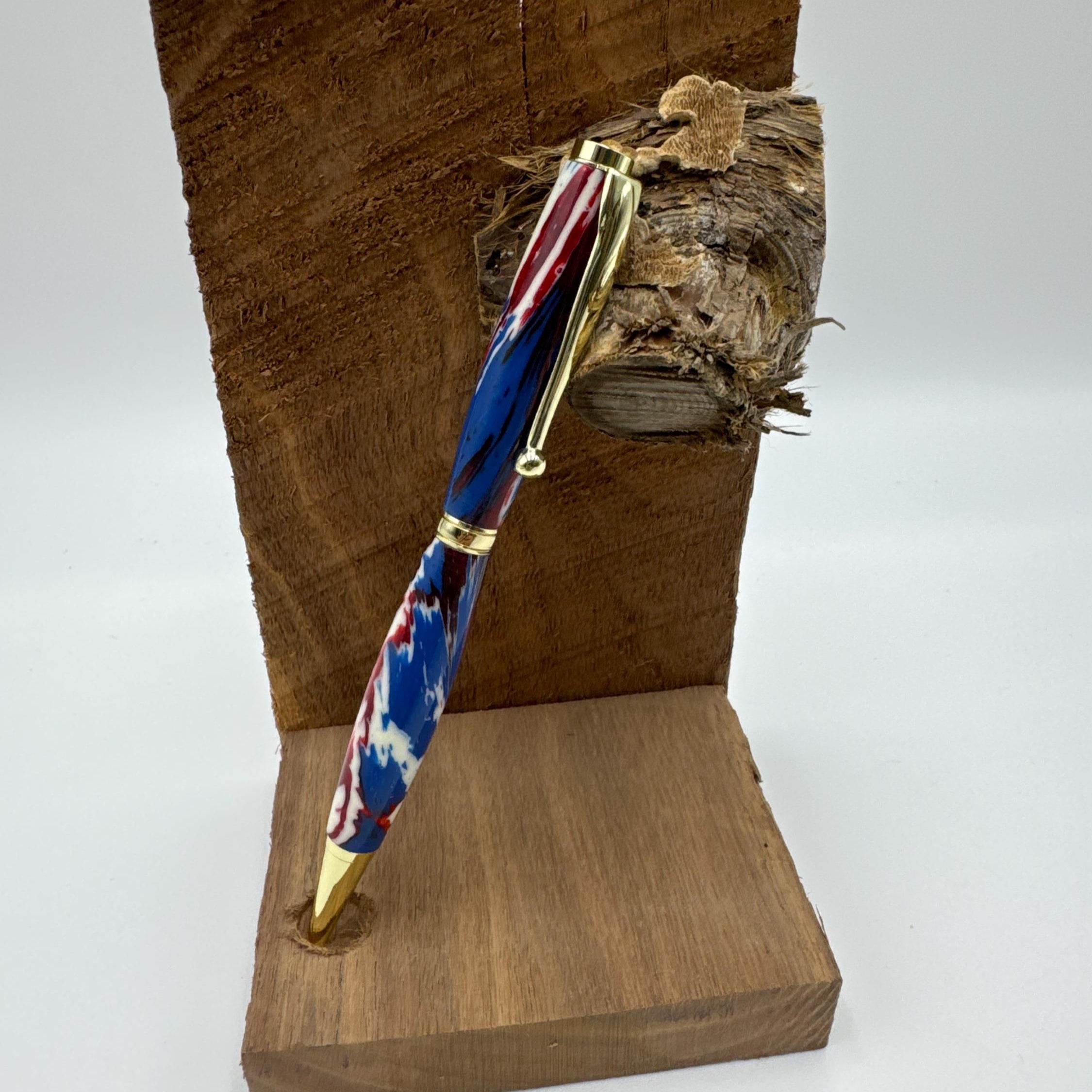 Hand-turned acrylic twist pen- "Merica "