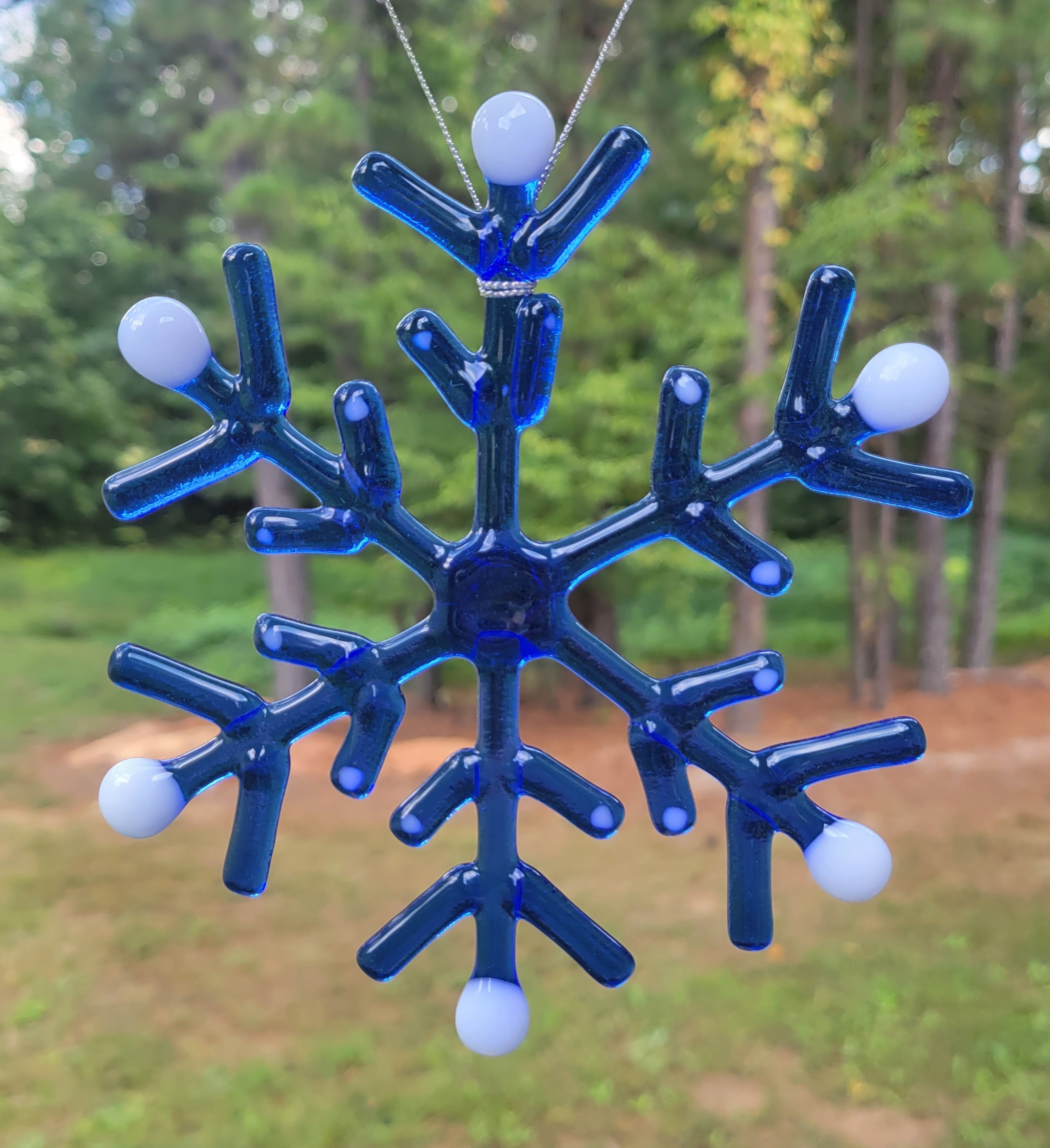 Handmade Fused Glass Snowflake Ornaments - various colors