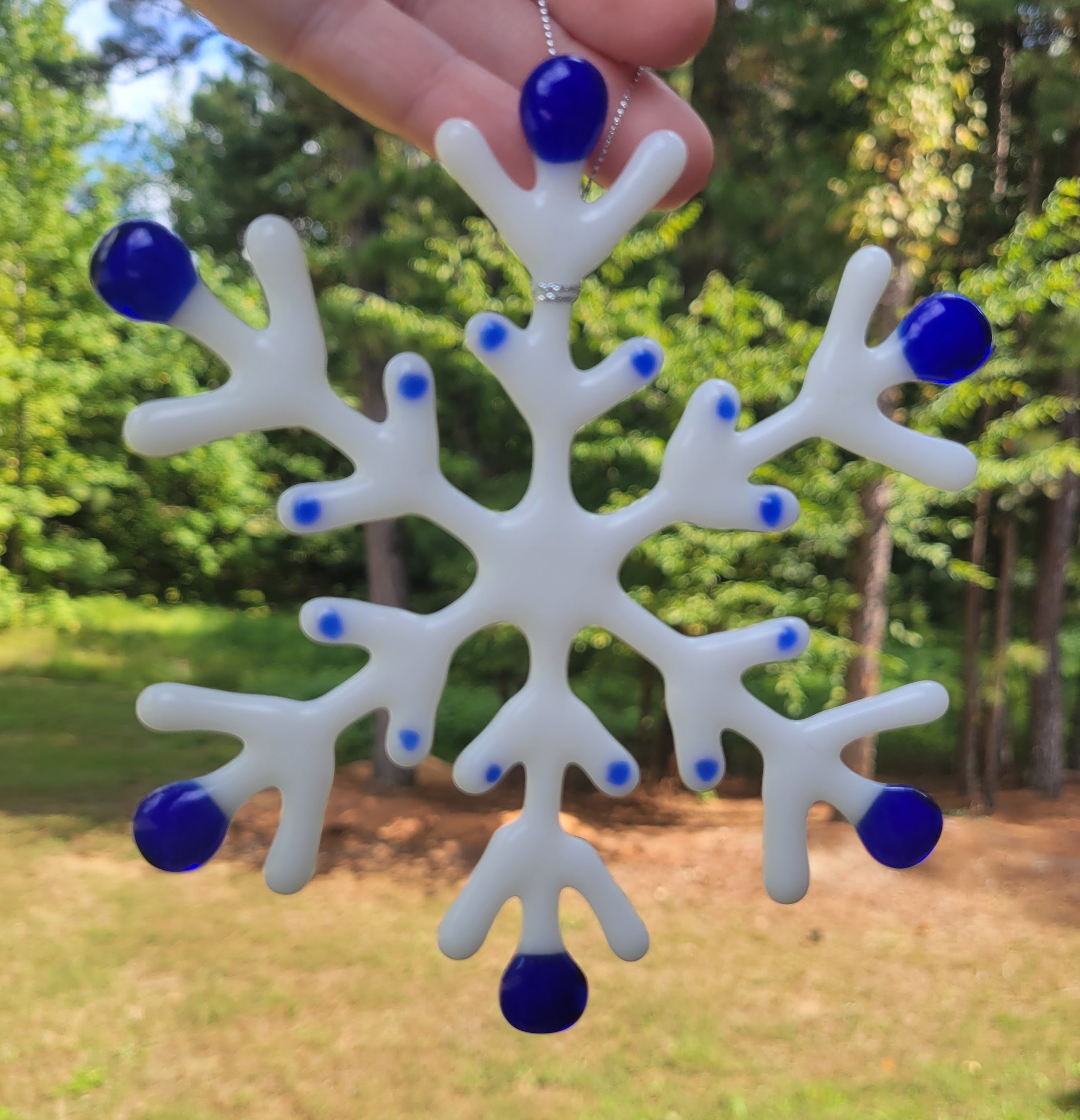 Handmade Fused Glass Snowflake Ornaments - various colors
