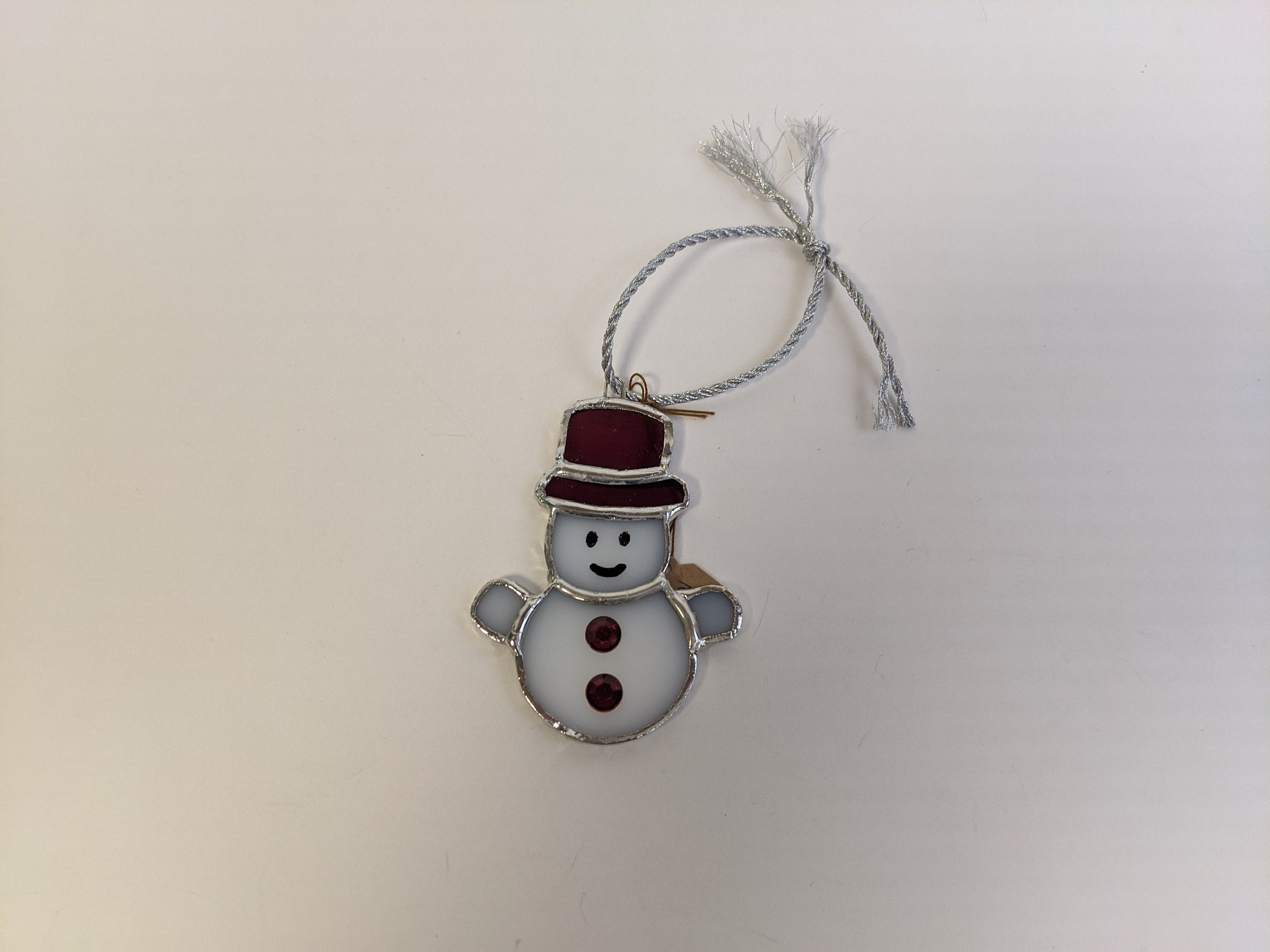Charming Handmade Stained Glass Snowman Christmas Ornaments - Whimsical Elegance for Your Holiday Tree