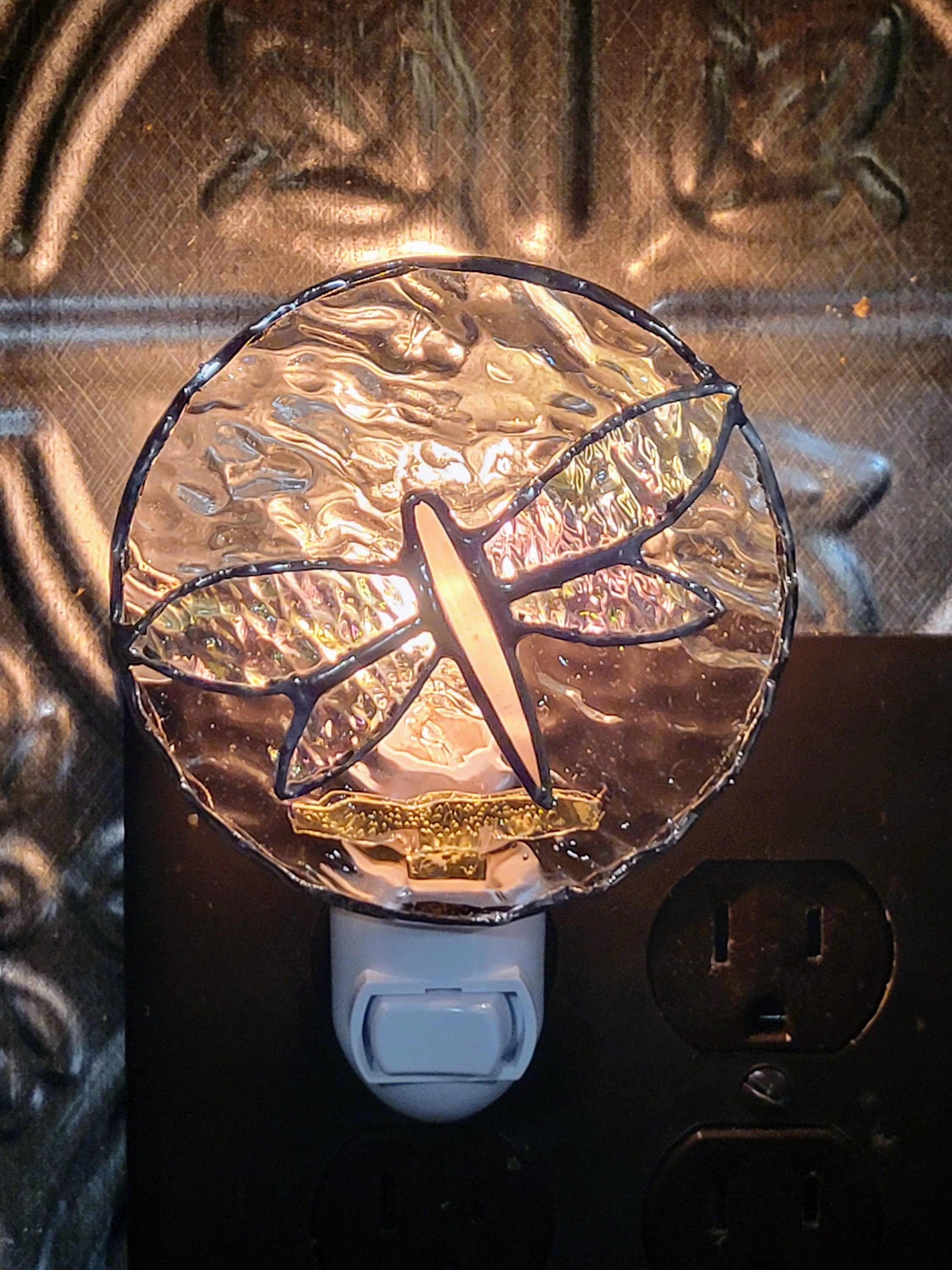 Illuminate Your Nights with the Enchanting Glow of our Small Stained Glass Dragonfly Night Light