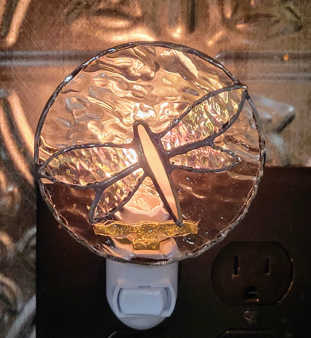 Illuminate Your Nights with the Enchanting Glow of our Small Stained Glass Dragonfly Night Light
