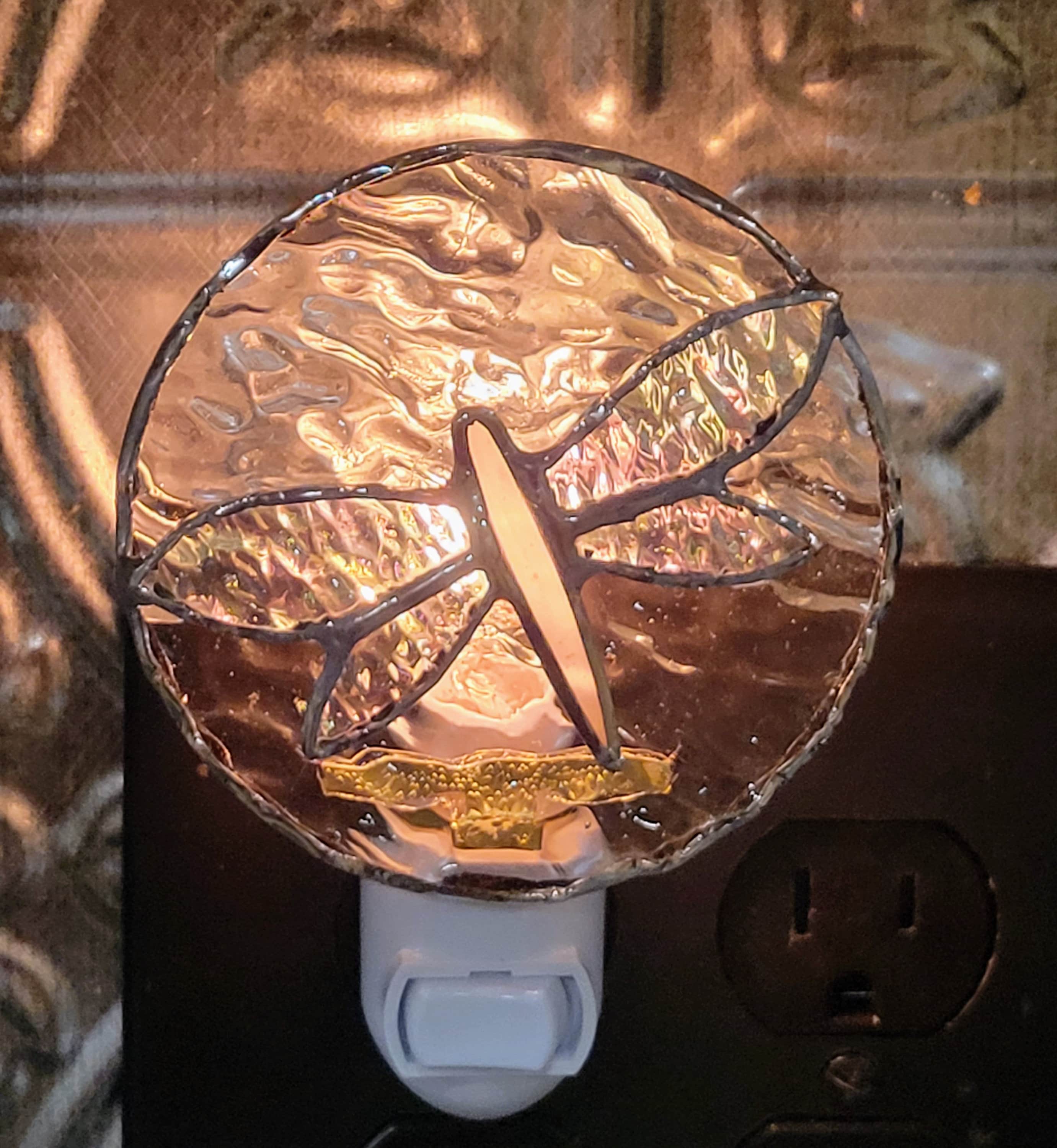 Illuminate Your Nights with the Enchanting Glow of our Small Stained Glass Dragonfly Night Light
