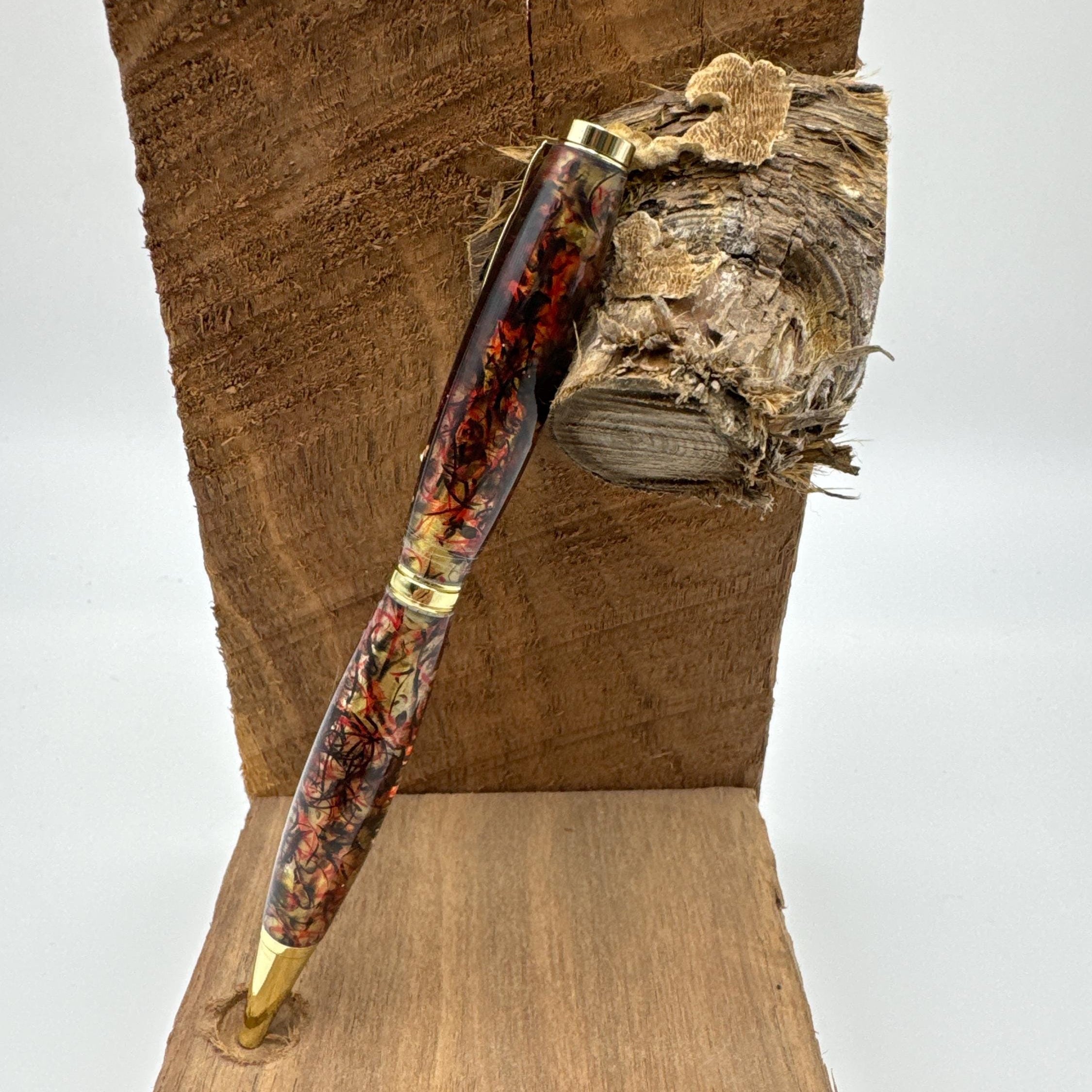 Hand-turned acrylic twist pen- "Confetti black and red "