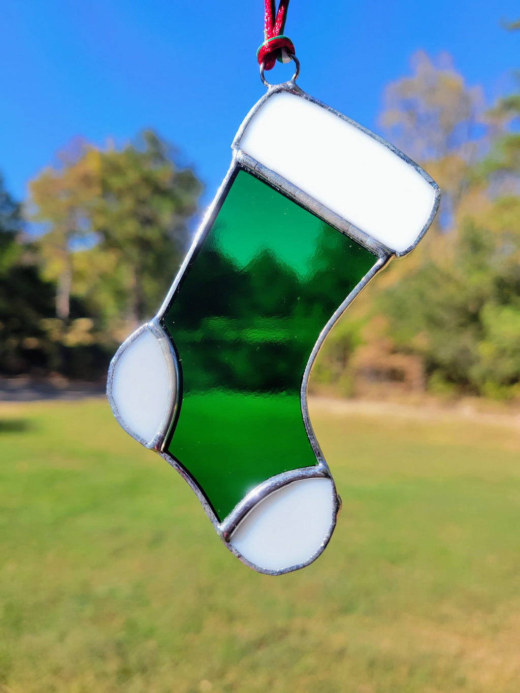 Whimsical Stained Glass Stocking Ornaments - Handcrafted Elegance for Your Holiday Cheer