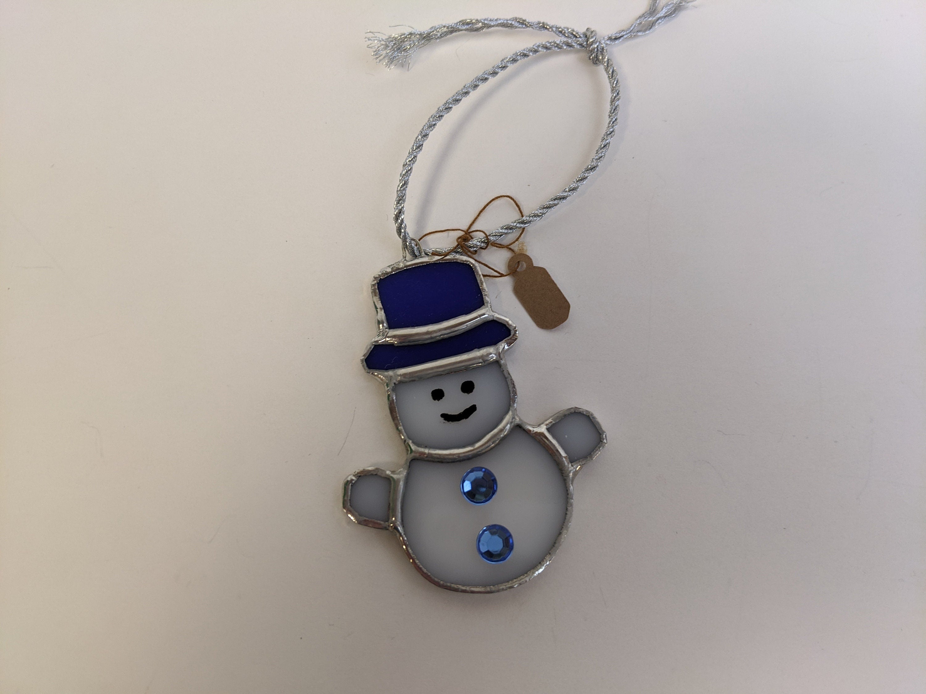 Charming Handmade Stained Glass Snowman Christmas Ornaments - Whimsical Elegance for Your Holiday Tree