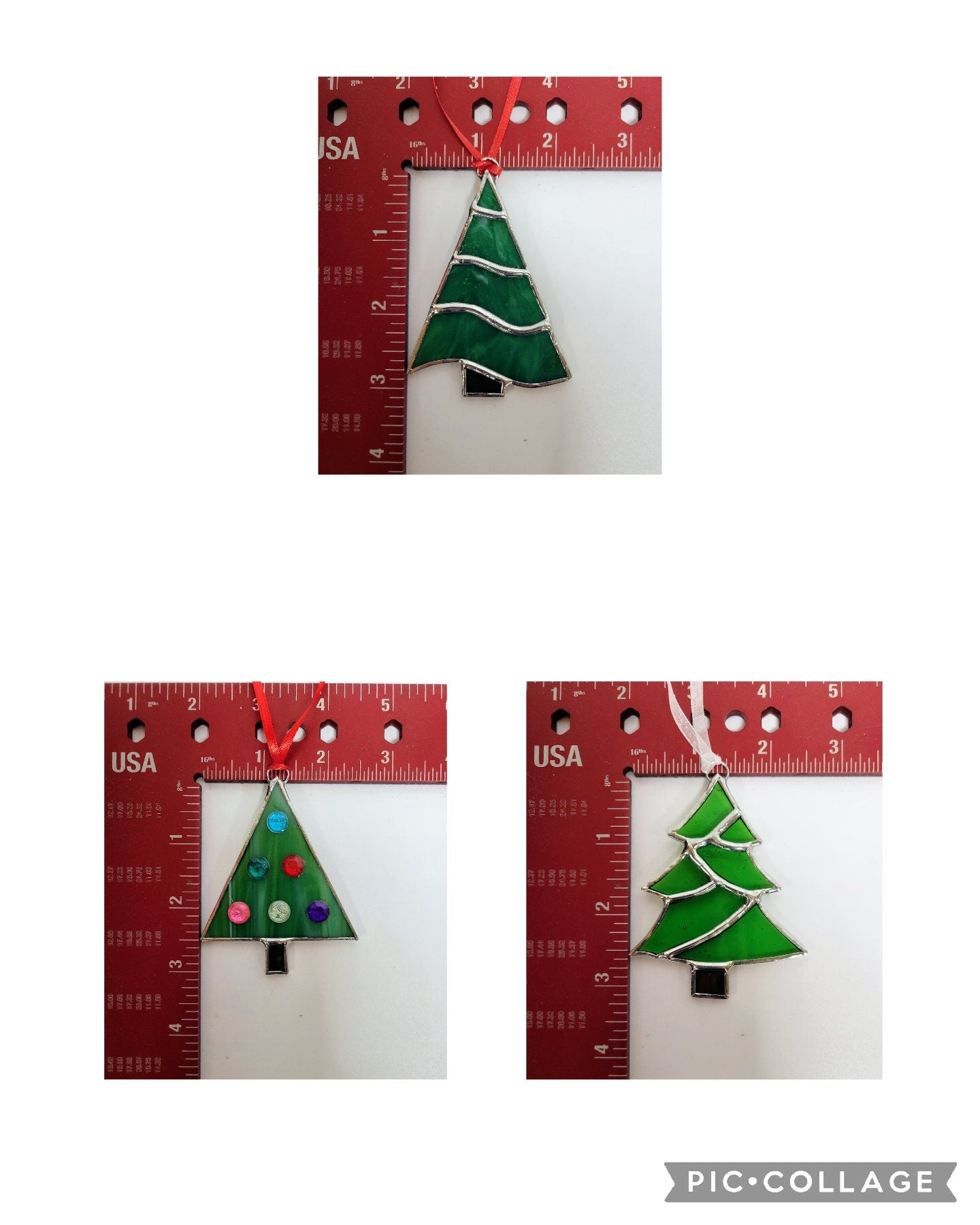 Elegant Handmade Stained Glass Christmas Tree Ornaments - Artisan Crafted for Festive Splendor