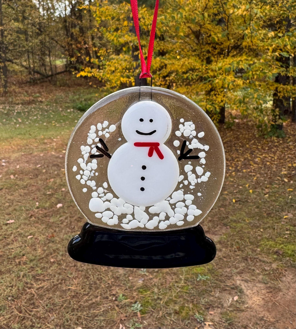 Handmade Fused Glass Snow Globe Ornament