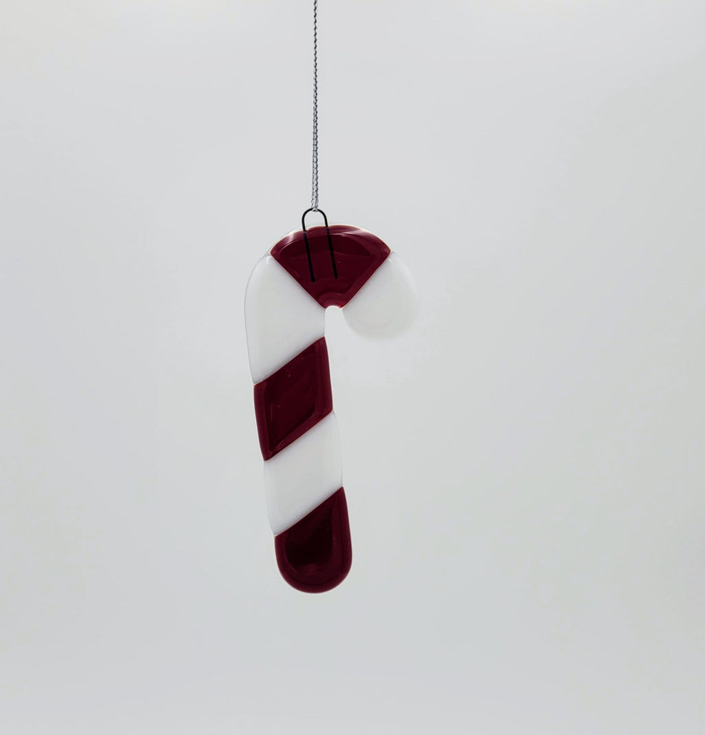 Handmade Fused Glass Candy Cane Ornament