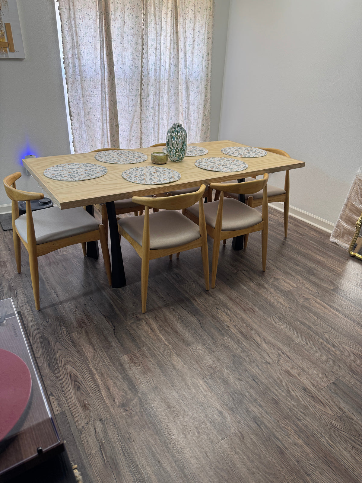 Ash Dining Table with metal legs