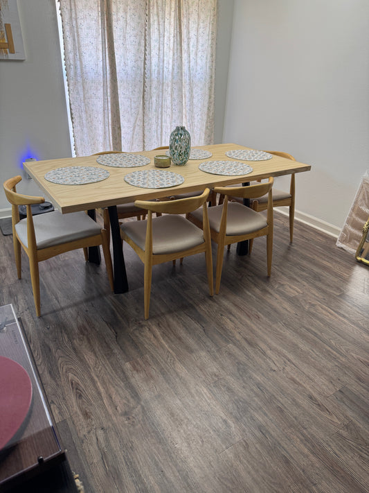 Ash Dining Table with metal legs