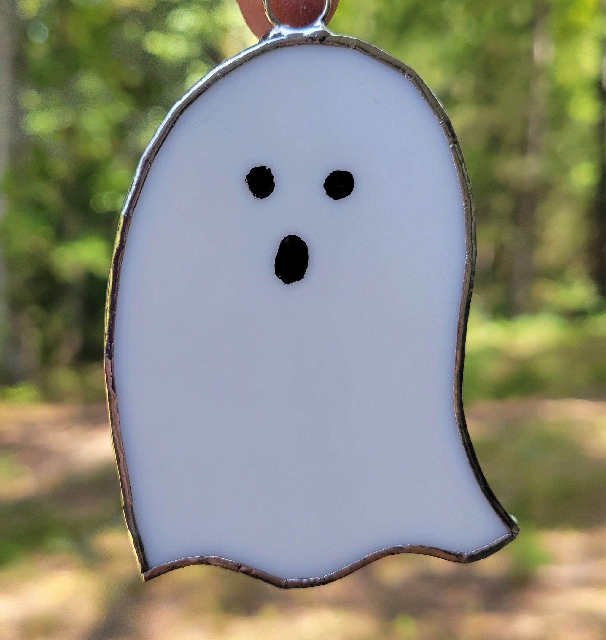Spirited Elegance: Stained Glass Ghost Sun Catchers - Set of 2 for Whimsical Window Hauntings