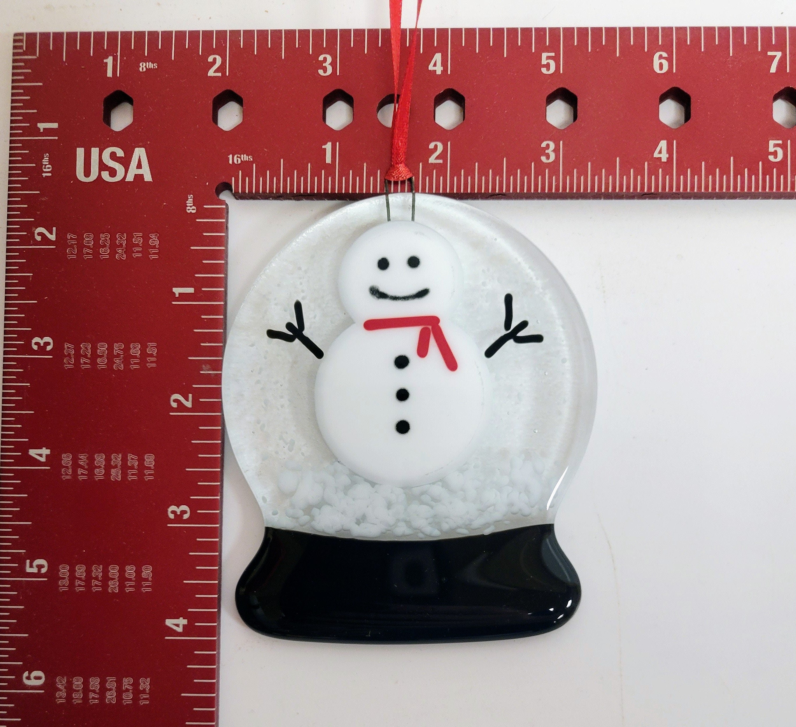 Handmade Fused Glass Snow Globe Ornament