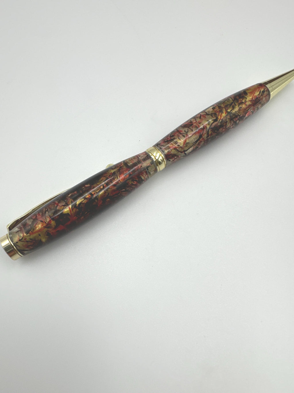 Hand-turned acrylic twist pen- "Confetti black and red "