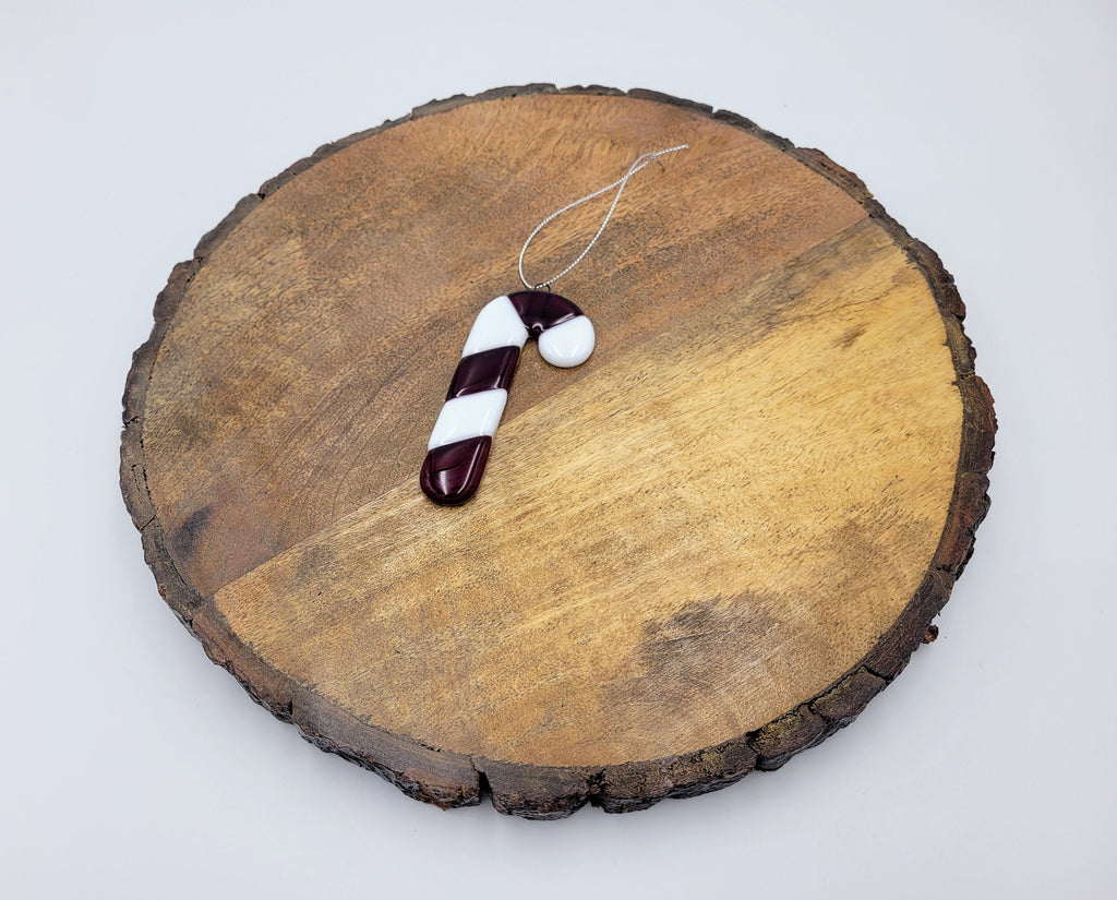 Handmade Fused Glass Candy Cane Ornament