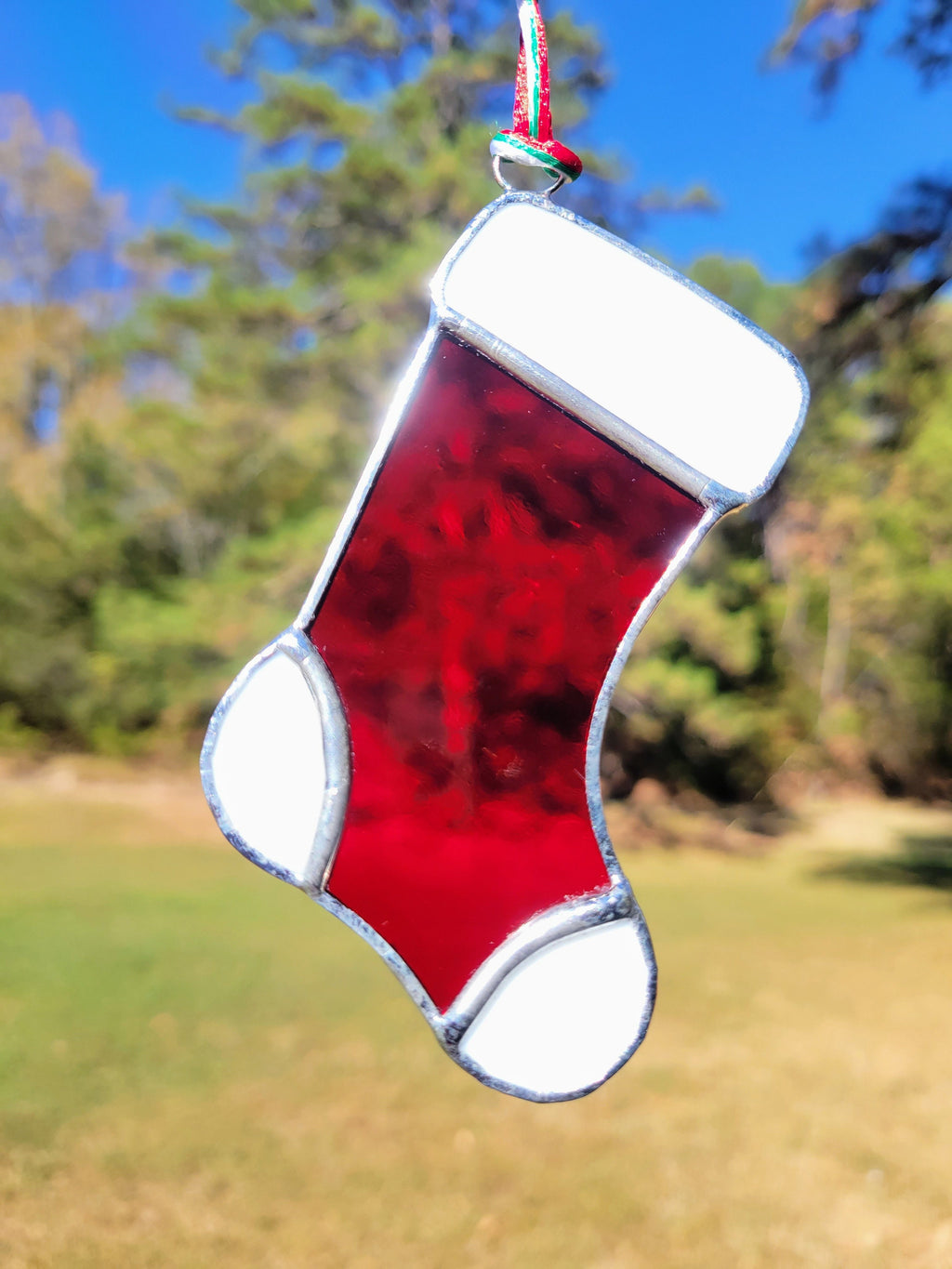 Whimsical Stained Glass Stocking Ornaments - Handcrafted Elegance for Your Holiday Cheer