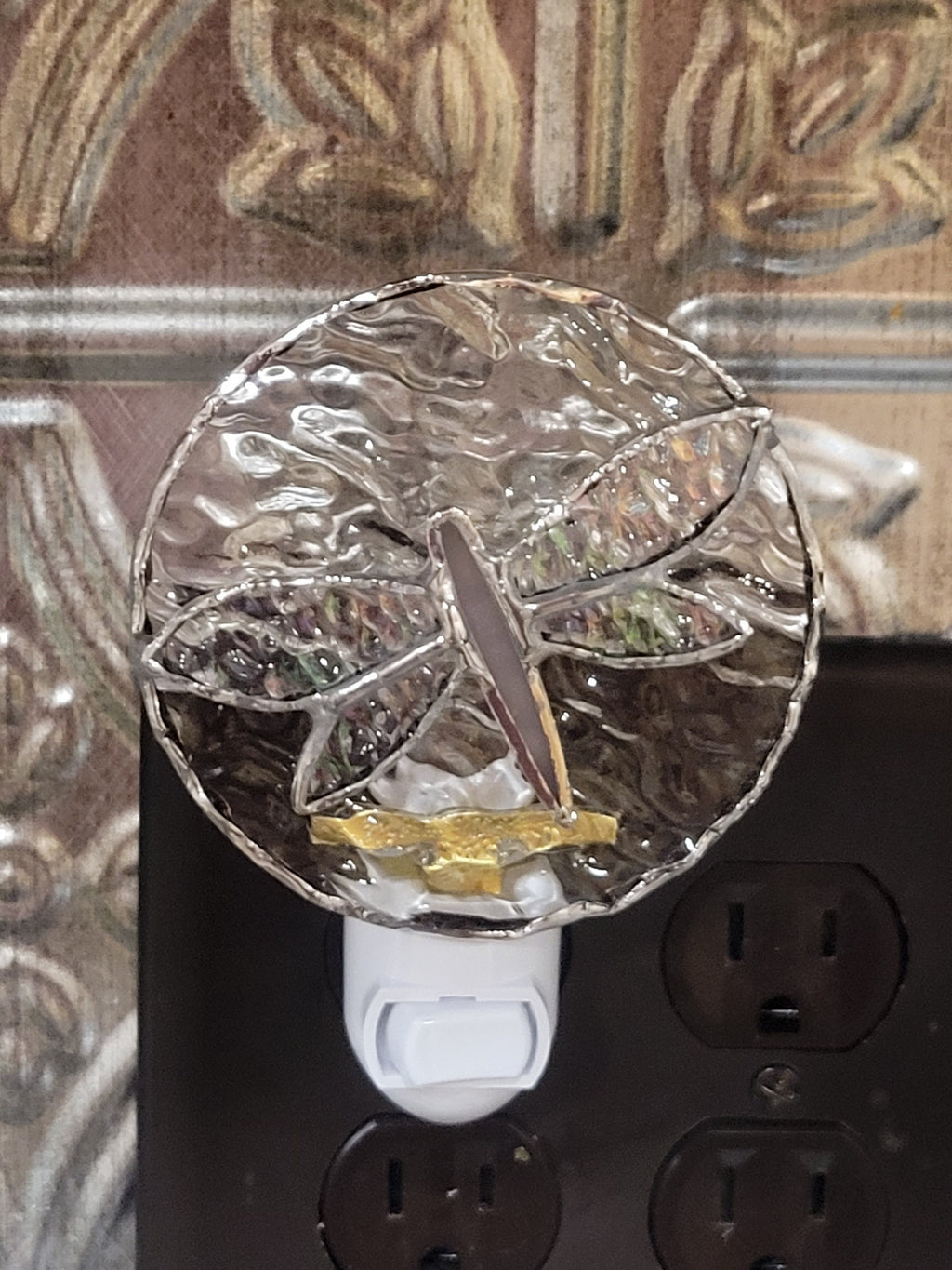 Illuminate Your Nights with the Enchanting Glow of our Small Stained Glass Dragonfly Night Light