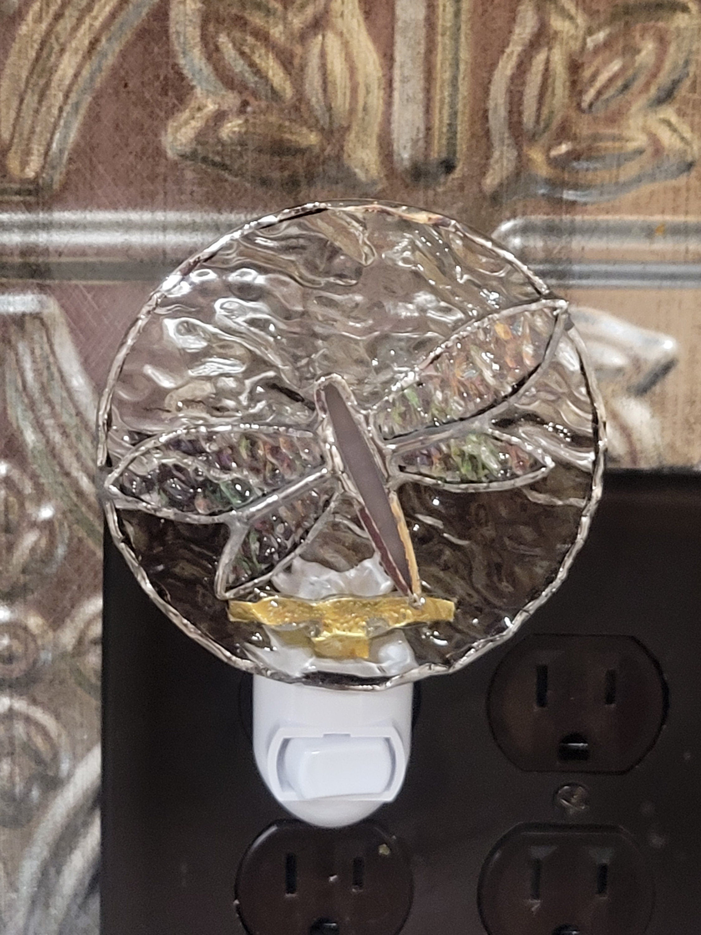 Illuminate Your Nights with the Enchanting Glow of our Small Stained Glass Dragonfly Night Light