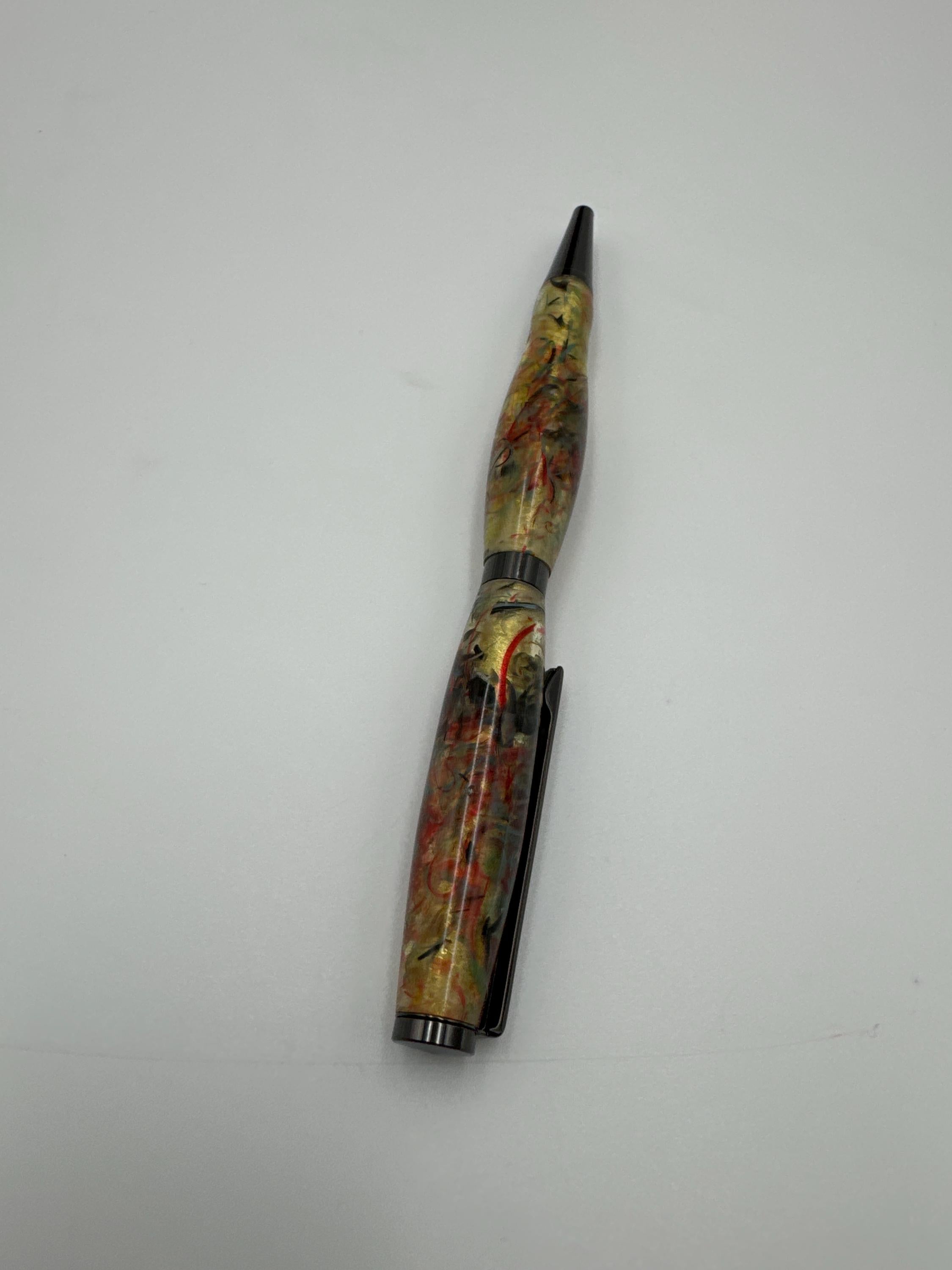 Hand-turned acrylic twist pen- "Confetti grip "
